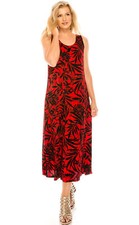 JOSTAR LONG TANK DRESS Stretch Poly Spandex Slinky Knit Black Red TRAVEL M L XL