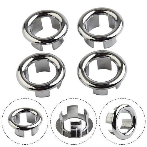4*Bathroom Basin Sink Overflow Ring Chrome Hole Cover Cap Inserts Round-UK - Picture 7 of 24