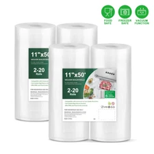 4x 11"x50' Vacuum Sealer Rolls 4Mil Embossed Foodsaver Vacuum Storage Bags 200ft