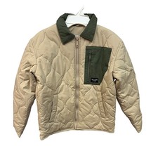Abercrombie Kids Quilted Jacket Beige Green Puffer Coat Size 11 12