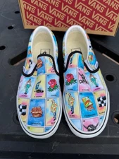 Slip on listeria vans!! Size 6.5 women’s, size 5.0 men’s never worn brand new!!