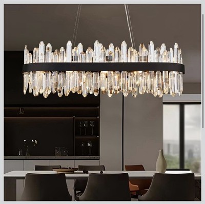 Modern Crystal Chandelier, Black Finish,