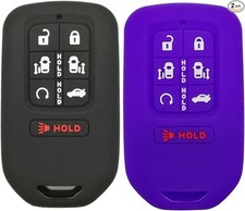 2Pcs Smart Key Fob Cover Keyless Entry Remote Case Pouch S Color: Purple Black