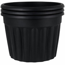 3 x 69L Large Black Garden Planter Pot Outdoor Flower Tub Patio Plant Container