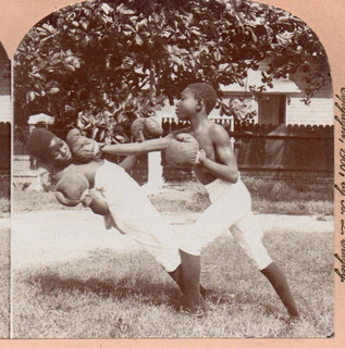 1900 One Got An Upper Cut Then There Was One. Stereoview Photo