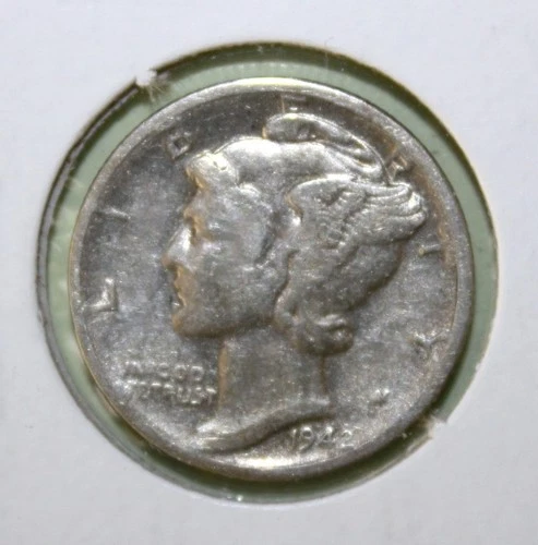 S7 - United States 10 Cents 1942-D VF / VF+ Silver Coin - Mercury Dime