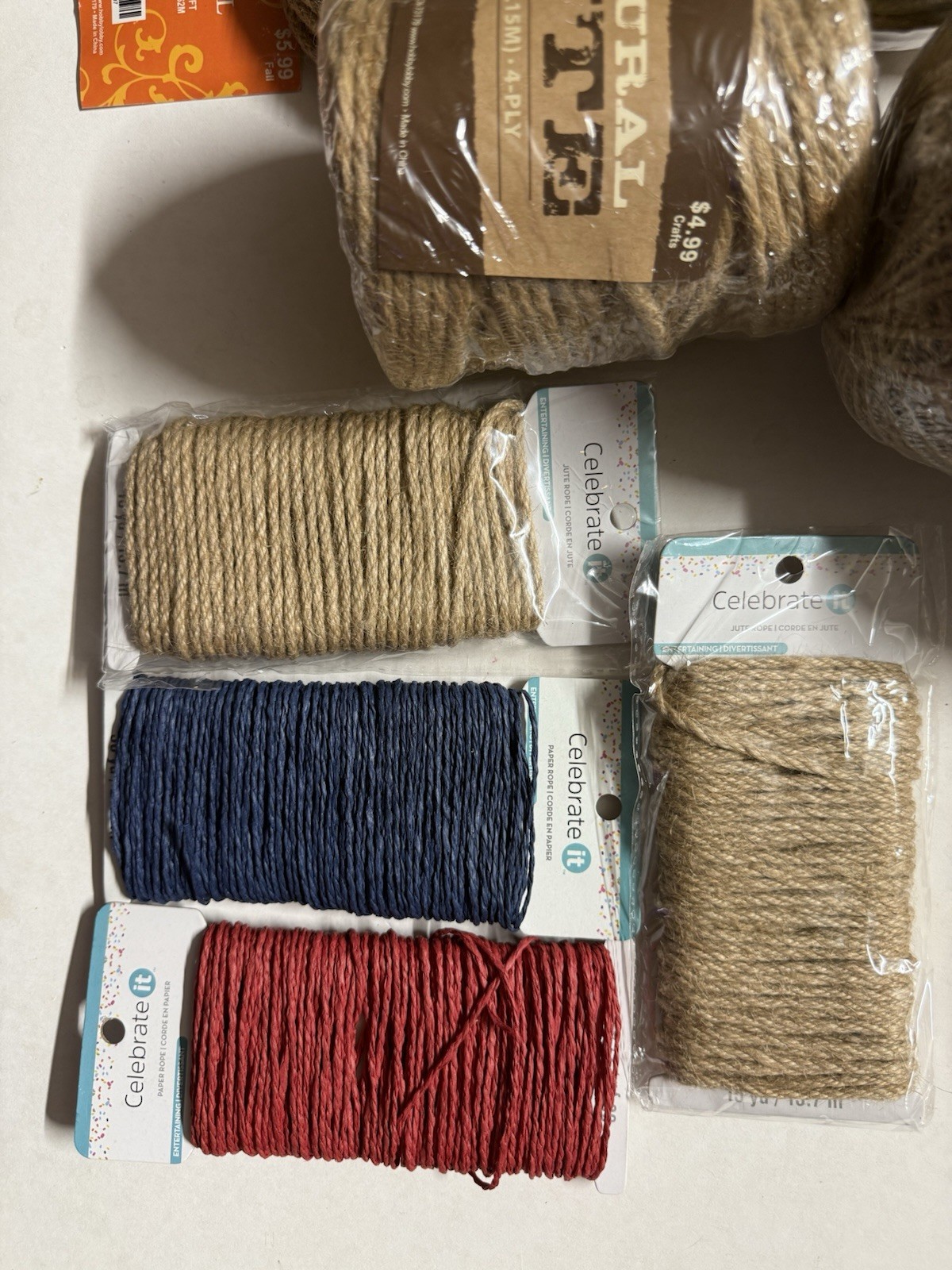 Mixed Lot Macrame Jute Cord Thread And Beads Crafts