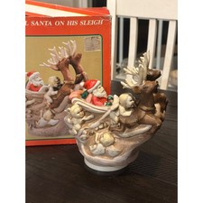 Evil Cherubs Attacking Santa's Sleigh - creepy vintage porcelain music box