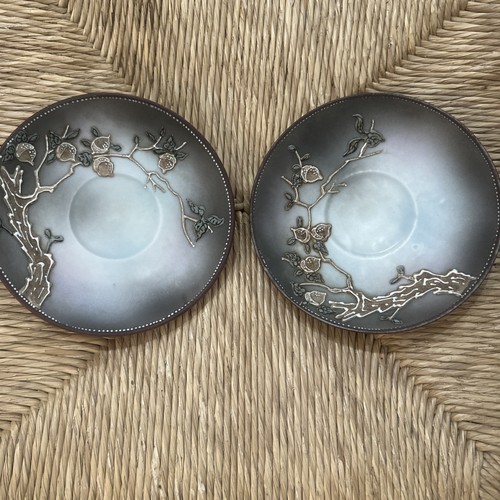 Vintage erhabene asiatische Eichel Untertasse 2er Set - Bild 8 von 8
