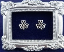 Sterling Silver Celtic Trinity Knot Shamrock Stud Earrings 925 Jewelry 7.5mm