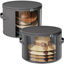 2 Pack Large Clear Hat Storage Boxes Hold up to 7-9 Hats Hat Organizer Closet