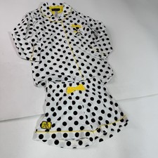Disney Minnie Mouse Pajama Set Womens Small White Black Polka Dot Shorts Top
