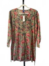 Raj Embroidered Long Sleeve Floral Print Tunic/Dress