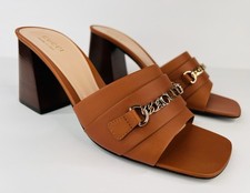 GUCCI Harness Calf Sport Chunky Heel Open Toe Mule Leather Sandals Size EU 39.5
