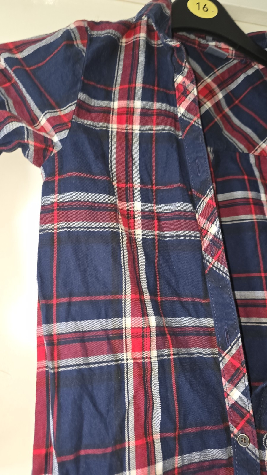 Next Boys Girls Check Shirt 9 Years Blue Red White Long Sleeve Cotton 134cm image 6