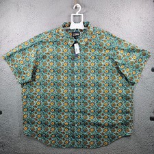 NEW Cremieux Casual Shirt Men 4XB Stretch Floral Short Sleeve Green Blue Brown