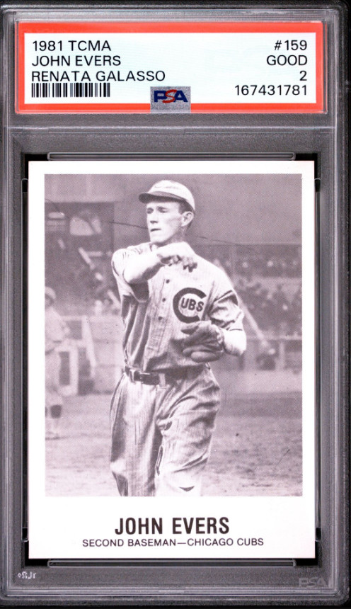 1981 TCMA Renata Galasso #159 John Evers Chicago Cubs GOOD PSA 2 Graded 9/8/26