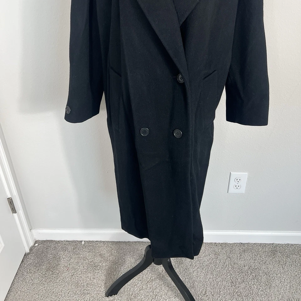 Gabardina de lana negra larga de colección años 80 para mujer Jones New York talla grande Foto 3 de 4