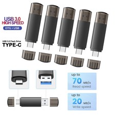 64GB 128GB 256GB 2 in 1 OTG Dual USB 3.0 Flash Drive Type C Thumb Pendrive Lot