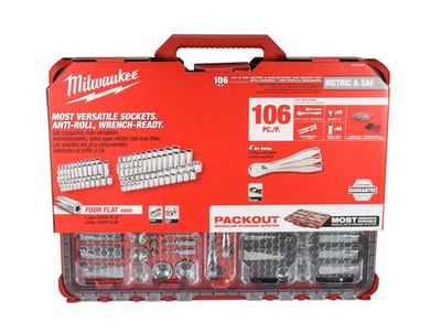 Milwaukee 48-22-9486 1/4'' and 3/8'' Metric & SAE Ratchet & Socket Set w/ Packout