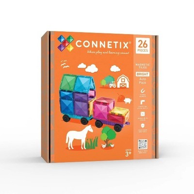 CONNETIX Magnetic Tiles Bright Auto Pack Building Blocks 26pc: Educational