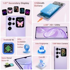 OUKITEL C62 Cell Phone 6.88" Dual Screen 16GB+128GB 5150mAh Android 15 T-Mobile