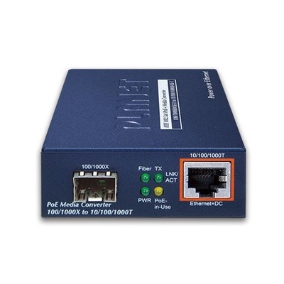 Planet GTP-805A 100/1000BASE-X to 10/100/1000BASE-T PoE+ Media Converter