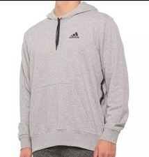 ADIDAS Mens Sweatshirt Size Medium Gray Hoodie SWEATSHIRT Kangaroo Pouch Logo