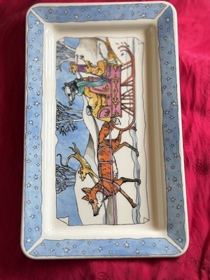 EMMA BRIDGEWATER DACHS AUF SCHLITTEN MEDIUM LÄNGLICHE PLATTE NEU