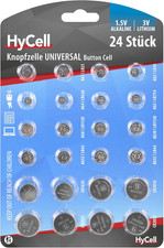 HYCELL Alkaline & Lithium Button Cells [Assorted Multipack of 24] Incl 2 of CR16