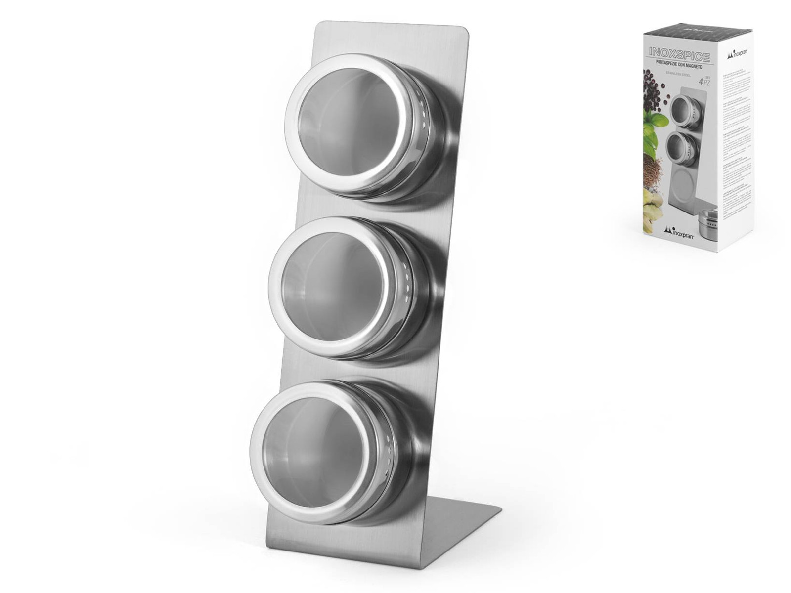 Confezione 3 Barattoli Inox barra magnetica Inoxpran Gl3