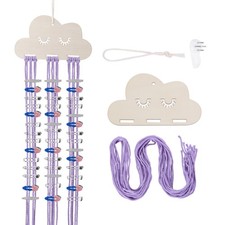 Bow Holder for Girls' Hair Bows, with Concrete Wall Hooks, Purple