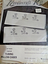 Vtg Bucilla Needlework Embroidery Kit 8419 Tubing Pillow Cases One Pair