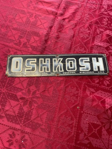 Vintage Oshkosh Trucks Metal Sign Emblem Original