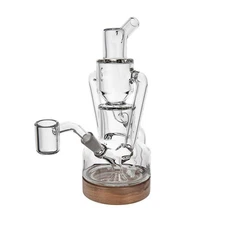 MJ Arsenal Alpine Series APEX MINI RIG Water Pipe 7.4" Boro Glass w Walnut Wood