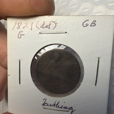 GREAT BRITAIN 1821 FARTHING 1/4D KING GEORGE IV TONED WORLD Coin
