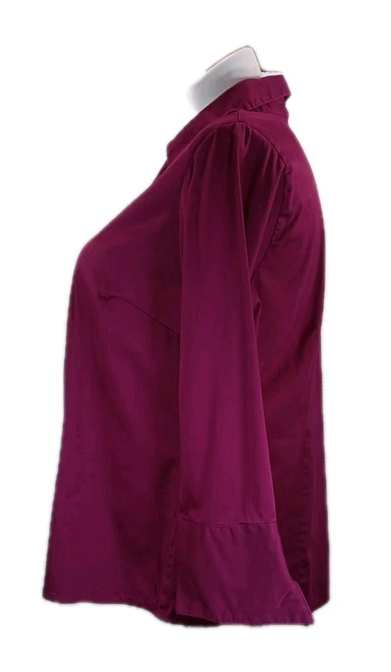 Dress Barn Princess Seamed Office/Dress Shirt Size 14/16 Stretch Burgundy  - Image 3 of 4