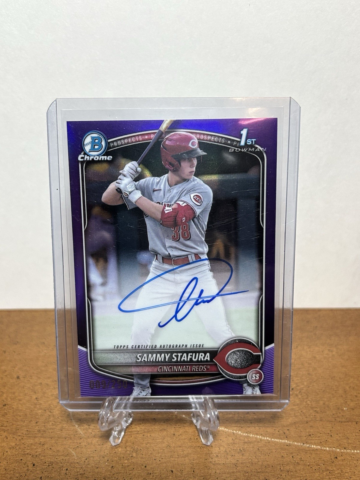 2025 Topps Bowman Chrome 1st Bowman Purple Auto #CPA-SS Sammy Stafura /250