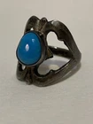 Vintage Native American Turquoise  Sterling Silver Ring Size 9