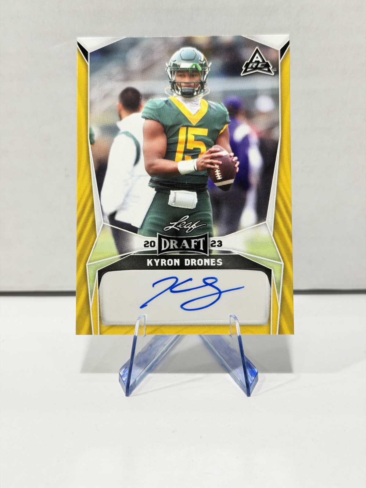 2023 Leaf Draft Autographs Kyron Drones #BA-KD1 Gold (AU, RC) Green Bay Packers 