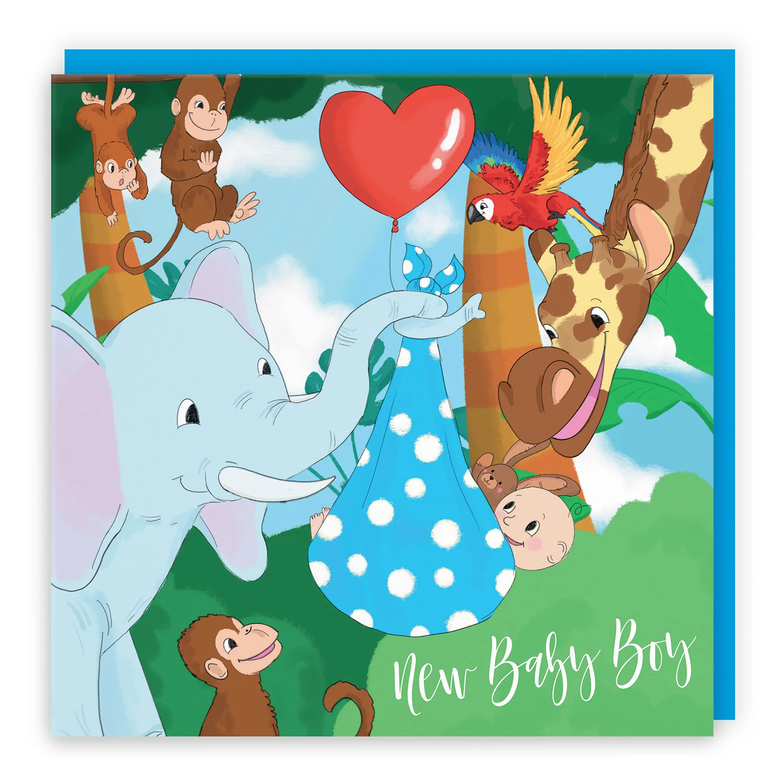 New Baby Boy Card Elephant Jungle
