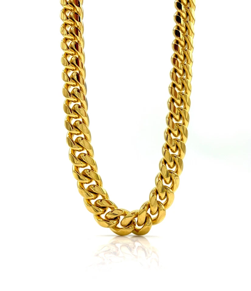 18K Gold Miami Cuban SS Chain Mens Hip-Hop Choker Iced-Out CZ Box Lock Clasp - Image 3 of 3