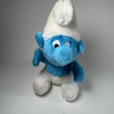 Peyo Wallace Berrie Vintage Plush Smurfs Blue White 8" 1980 Shredded Clippings