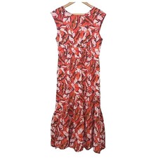 Nine West Maxi Dress Bold Abstract Ethnic Sleeveless Tiered Summer Boho Medium