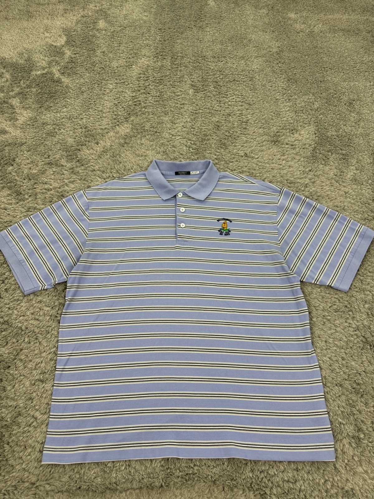 Marbas Polo Men Large Blue Striped Ballybunion Golf Club Shirt Made In Italy