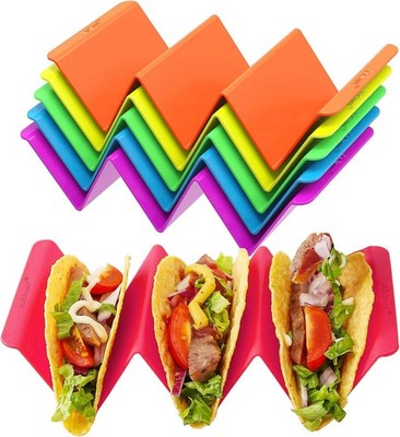 Colorful Taco Holder Stands Set of 6-Premium Large Tray Plates Holds Up to 3or 2