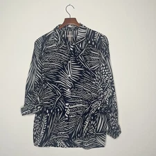 Chicos (3) Button Down Top 100% Cotton Career XL 16/18 Casual Roll Tab Sleeve