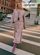 NWT sezane SEA NY ROXANNE midi DRESS EMILIA linen purple pink SZ40 US8 bust40