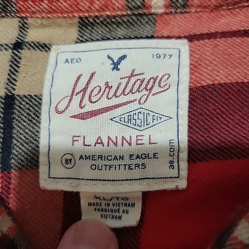 American Eagle Heritage Flannel Men XL Plaid Classic Fit Button Down Long Sleeve - Picture 3 of 7