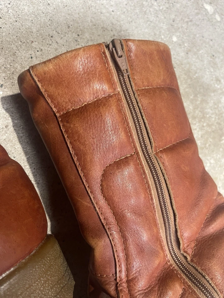 Bota de becerro LL BEAN de colección con cremallera de cuero marrón forrada en piel de oveja talla 9 años 70 Sherpa Foto 3 de 4